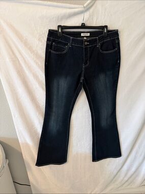 Love SOHO Dark Indigo Bootcut Jeans with Faded Accents